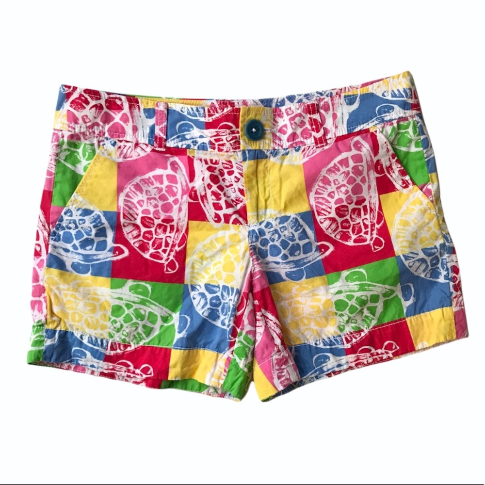 Lilly Pulitzer Colorful Callahan Turtle Print Shorts Size 2